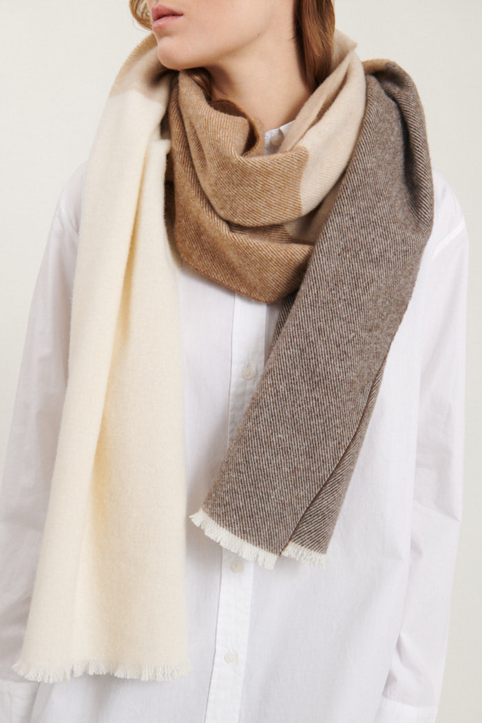 Basic Apparel Sena Scarf Scarfs 734 Choc torte, tobacco brown, nat. mel., w. white